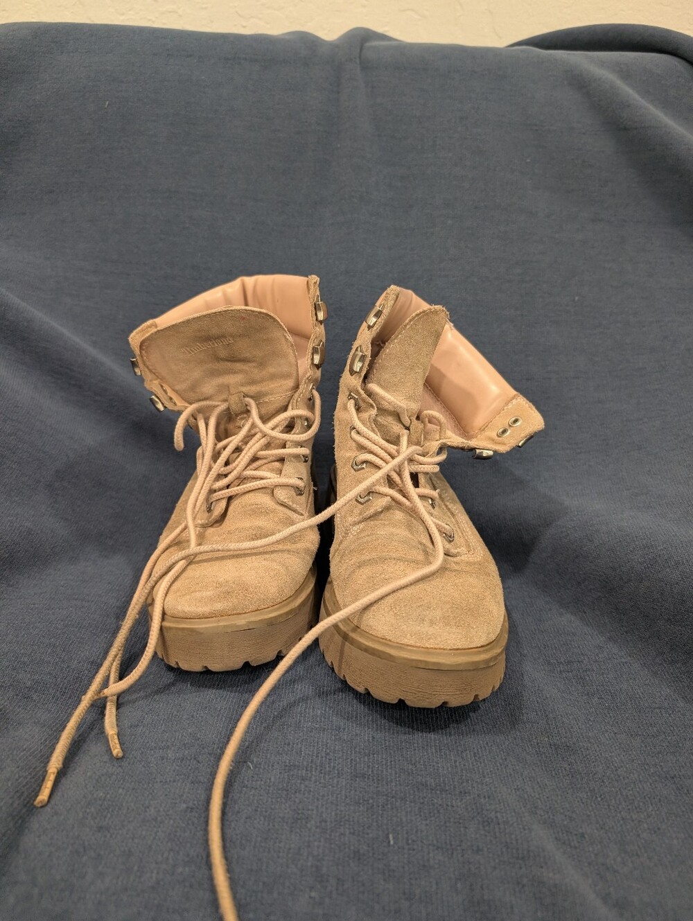 Timberland Taupe Suede Lace-Up Platform Boots